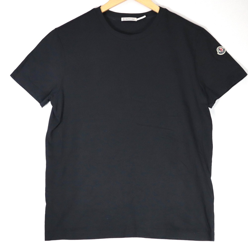 Moncler Maglia T-Shirt Mens Small Black Felt Logo Patch Crewneck Tee H109P8C
